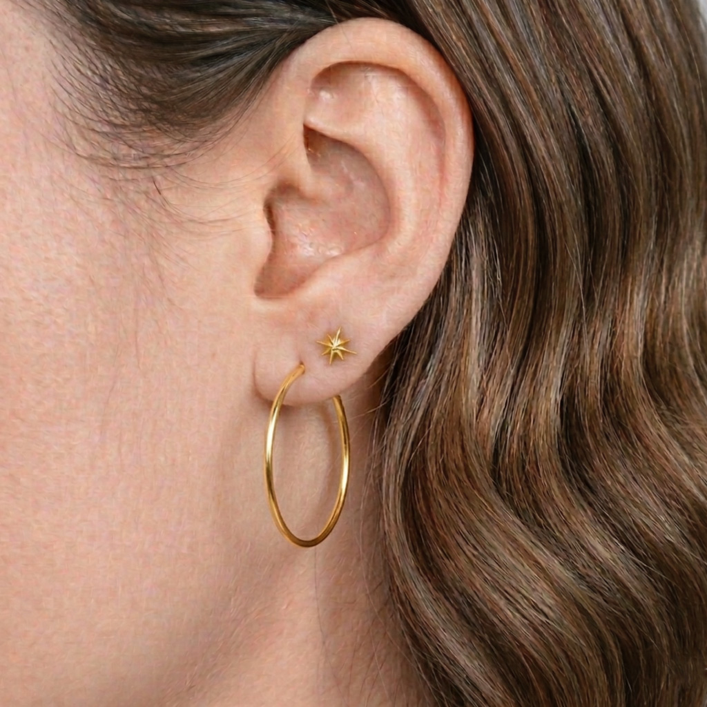Aro de 50mm con piercing destello polar
