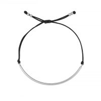 Pulsera Negra Tubo Plata