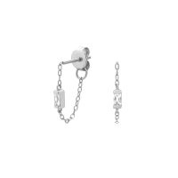 Pendientes baguette Cadena plata
