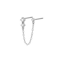 Pendiente Doble con Cadena Plata