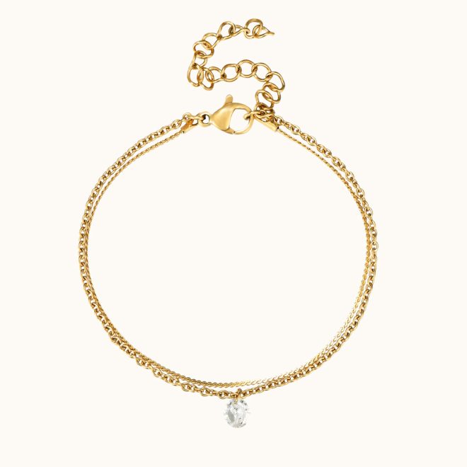 Pulsera de Dos cadenas con Cristal