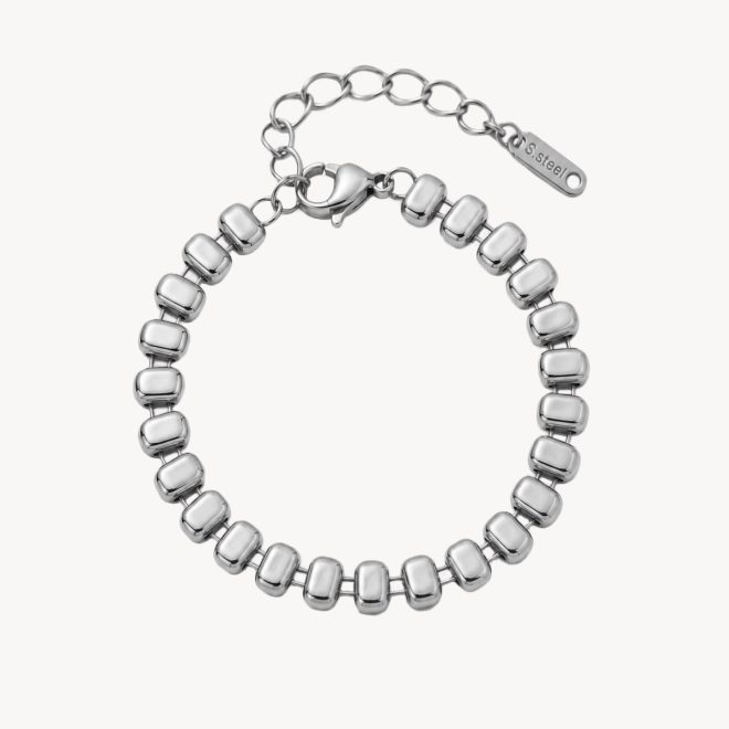 Pulsera Malla Plateada Cubos