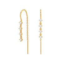 Pendientes de cadena pasante con pequeños cristales blancos