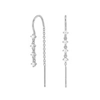 Pendientes de plata finos con cristales blancos