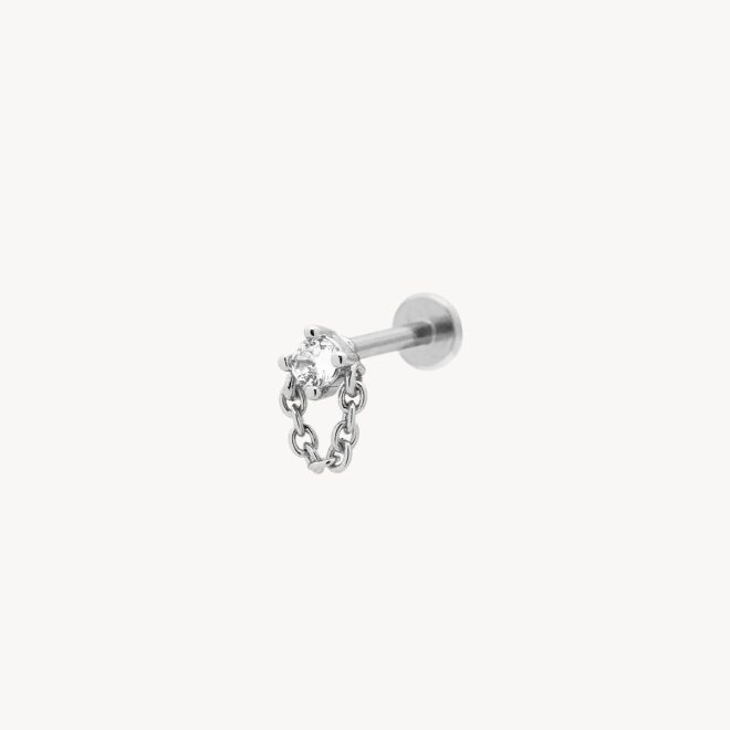 Piercing con circonita y cadena