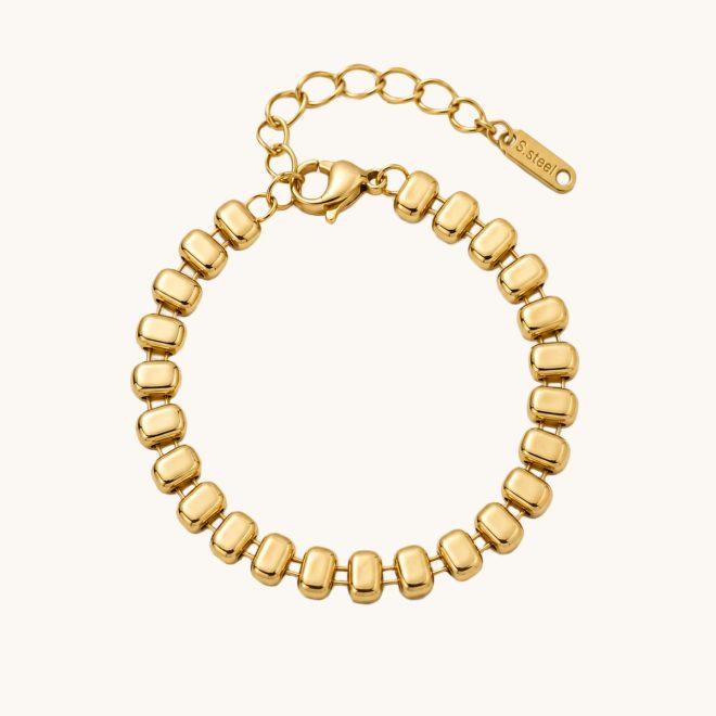 Pulsera Malla Cubos Dorada