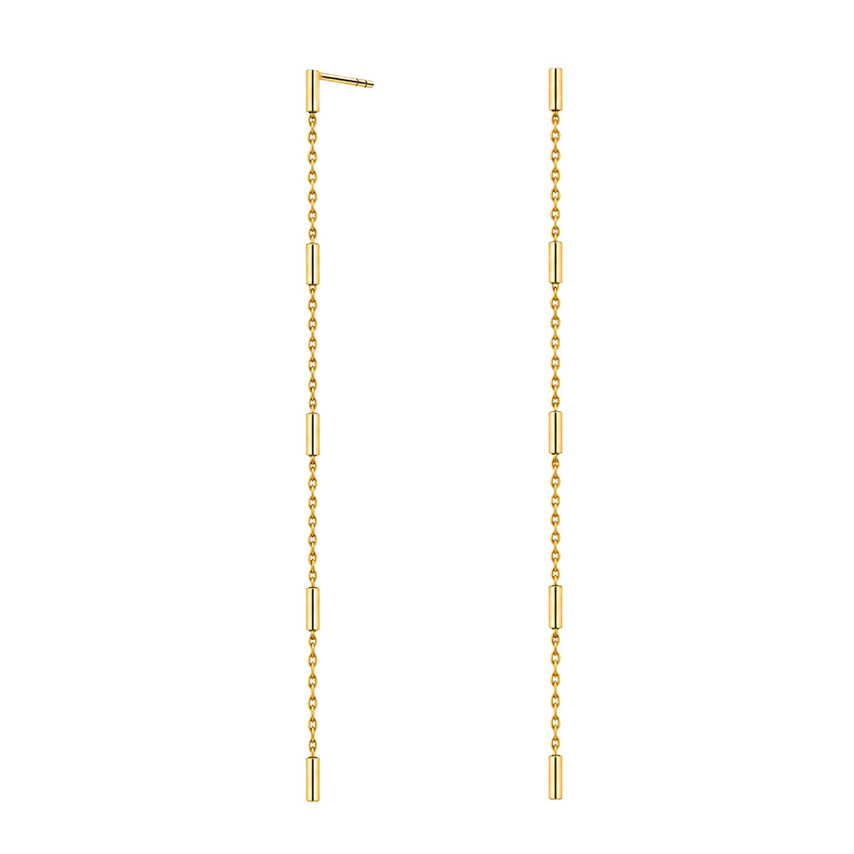 Pendientes largos de cadena decorados con barritas