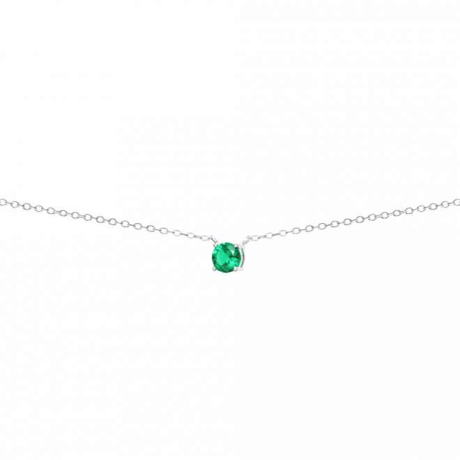 Collar con circonita verde esmeralda en plata de ley