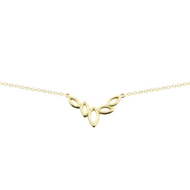 collar con colgante hojas dorado